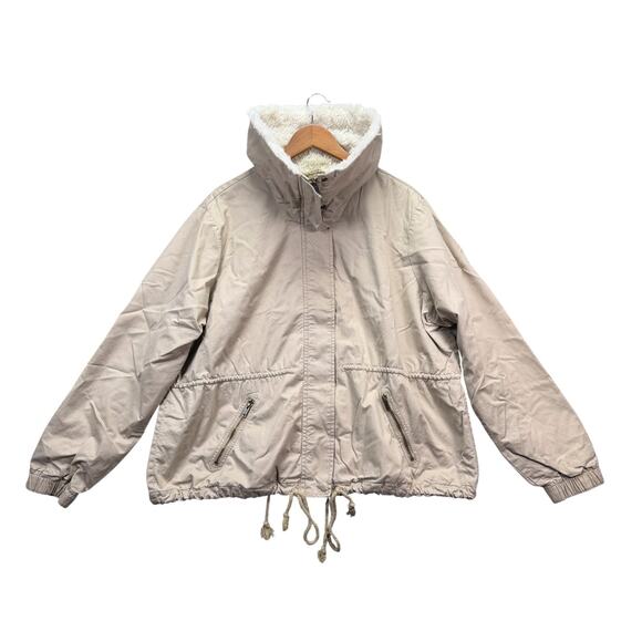 Old Navy Sherpa Lined Tan Zippered Tie Jacket Coat Adult's Size 2XL - Picture 2 of 13